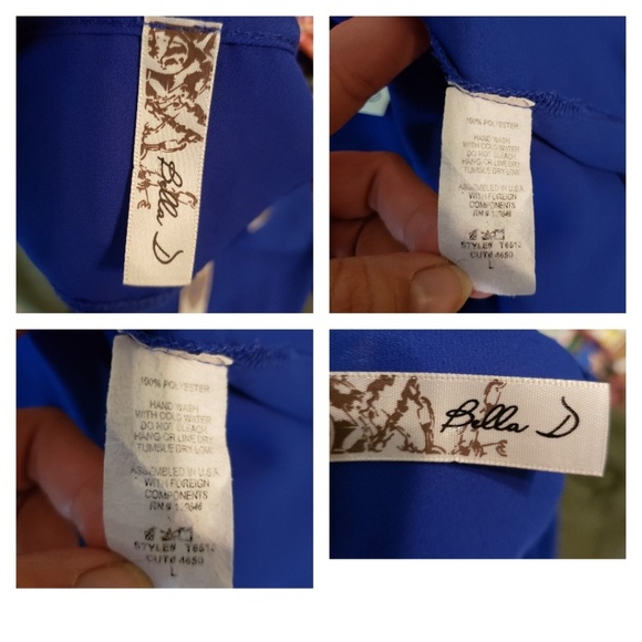 💥Must Bundle💥 Bella D Blue 3/4 Sleeve Cutout Blouse Large - Picture 5 of 6